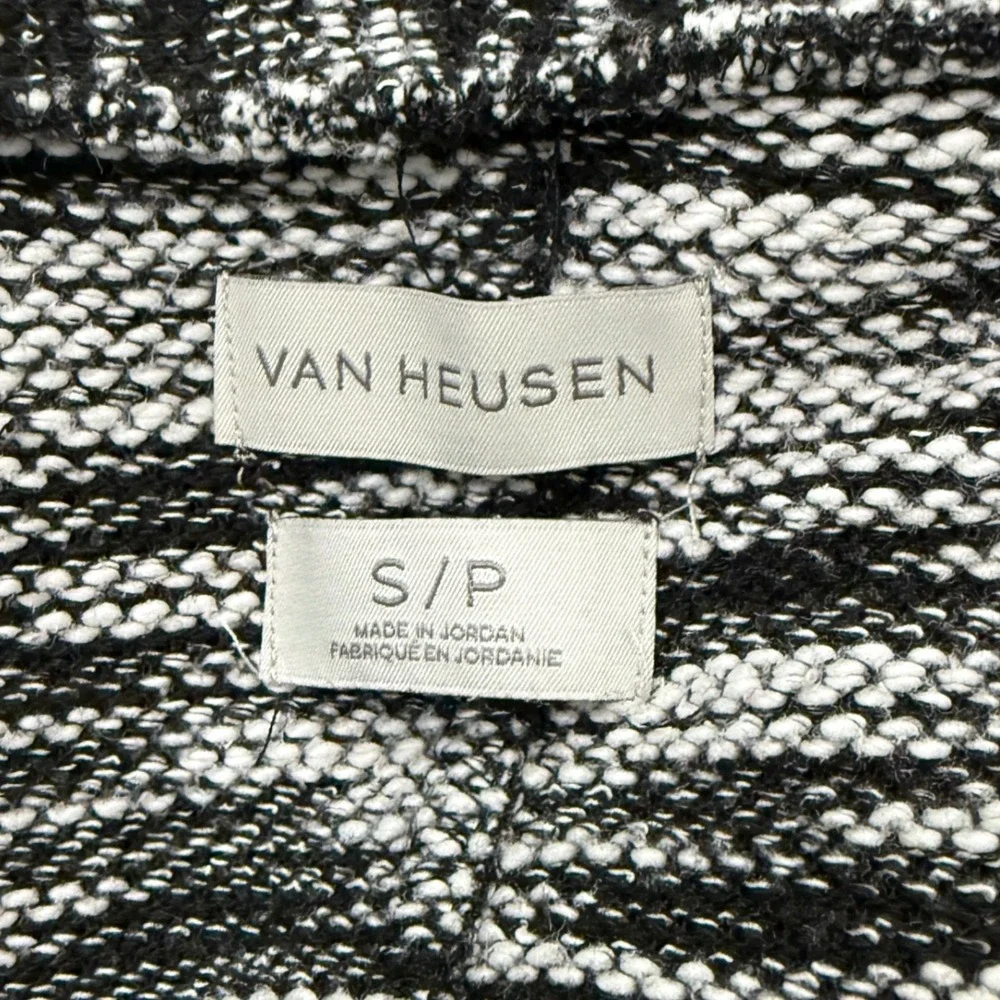 Van Heusen Womens Black‎ White Marled Knit Open Front Cardigan Sweater Size S/P